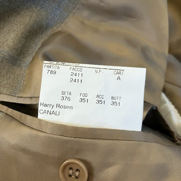 Harry Rosen Canali Wool Blazer Mens 50 Tan Plaid Neutral Check Made Italy - Picture 9 of 13